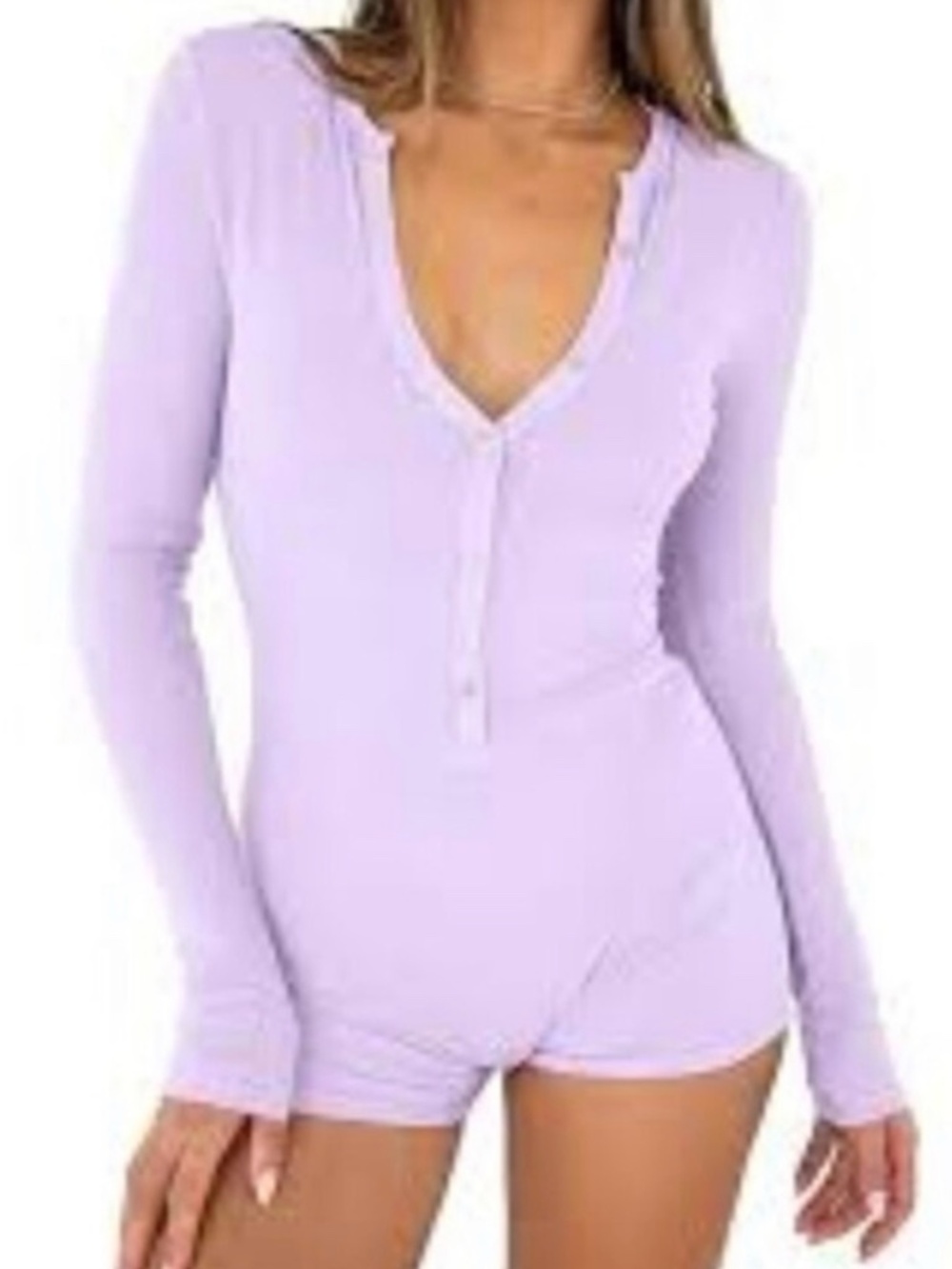 Victoria's Secret Logo Lavender/Purple Long Sleeve Short Lounge Romper Size XL